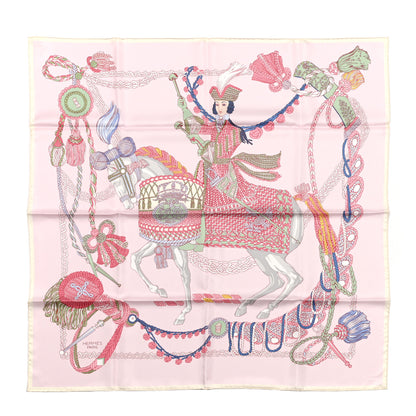 Hermes Silk Le Timbalier Scarf 90 Rose Pale Vert Amande 1 of 5