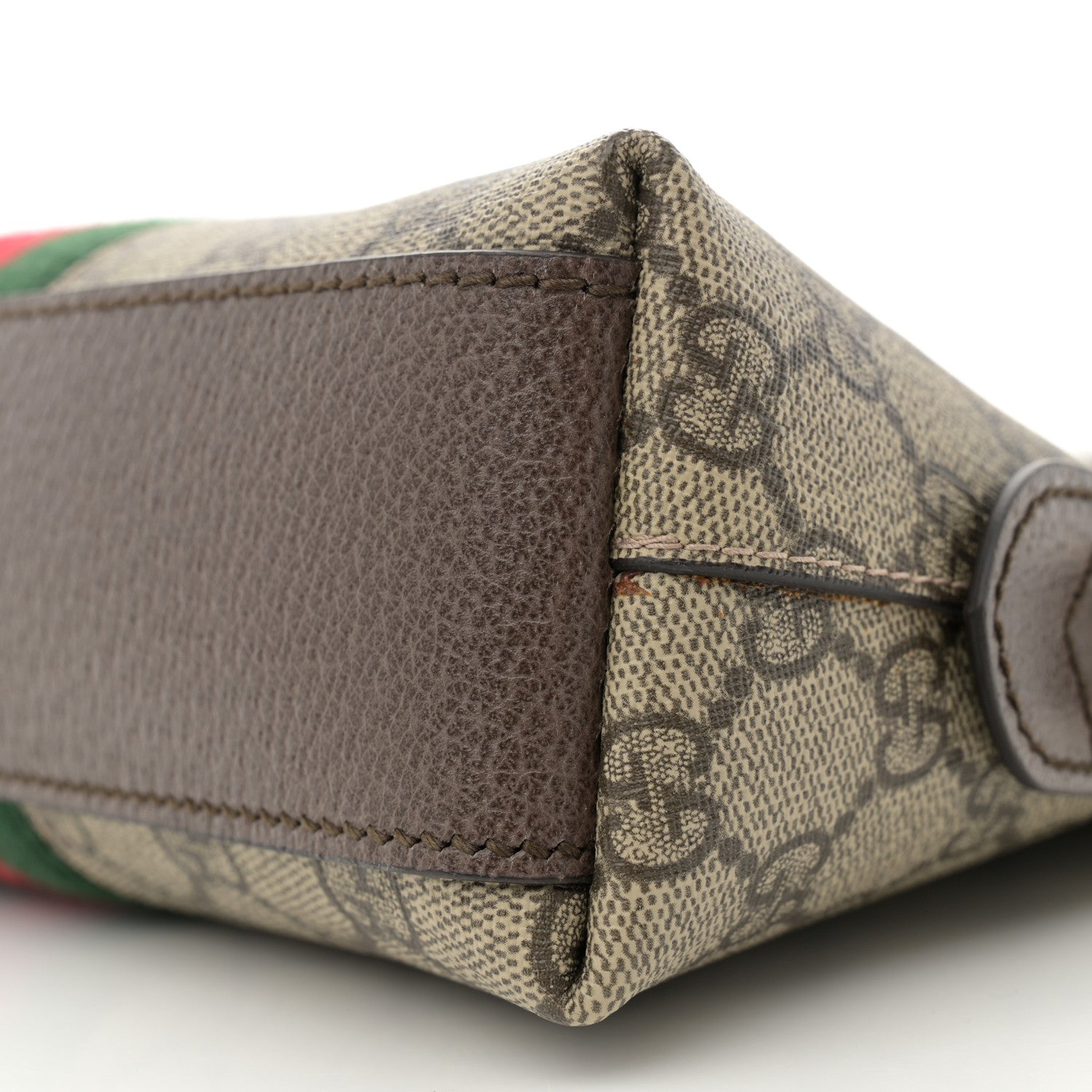 Gucci GG Supreme Monogram Textured Dollar Calfskin Web Small Ophidia Dome Shoulder Bag Beige Ebony New Acero 10 of 11