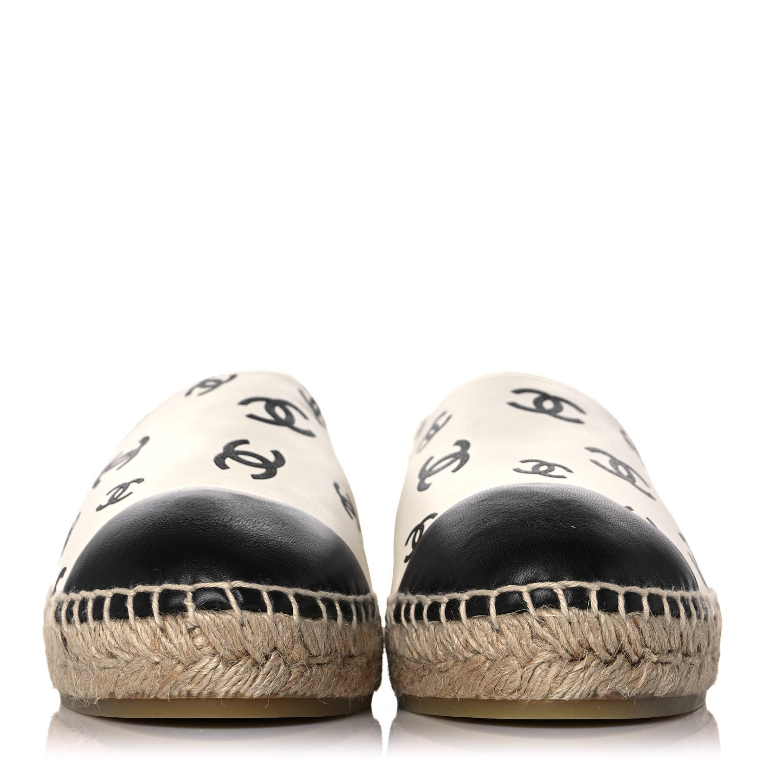 Chanel Lambskin Printed CC Espadrilles 41 White Black 2 of 10
