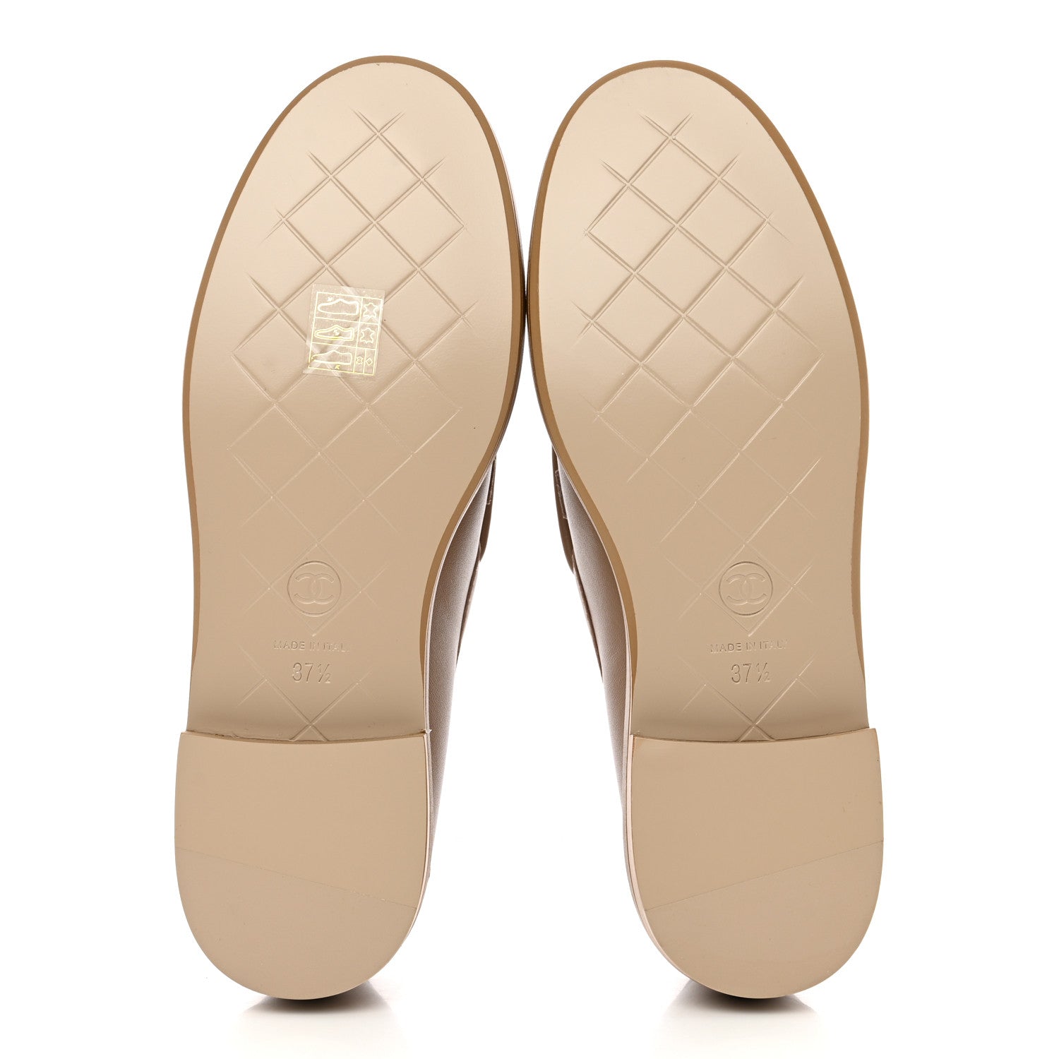 Chanel Lambskin Quilted CC Turnlock Loafers 37.5 Beige 5 of 14