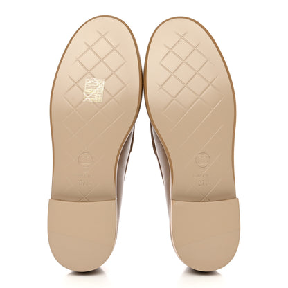 Chanel Lambskin Quilted CC Turnlock Loafers 37.5 Beige 5 of 14