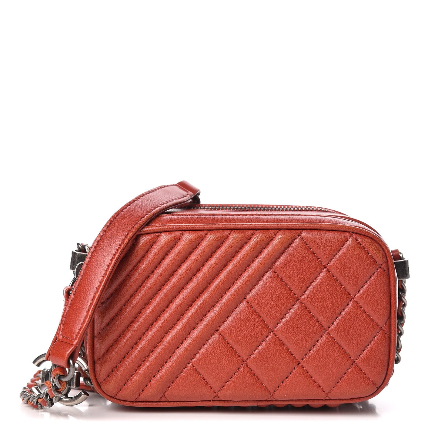 Lambskin Quilted Mini Coco Boy Camera Case Red