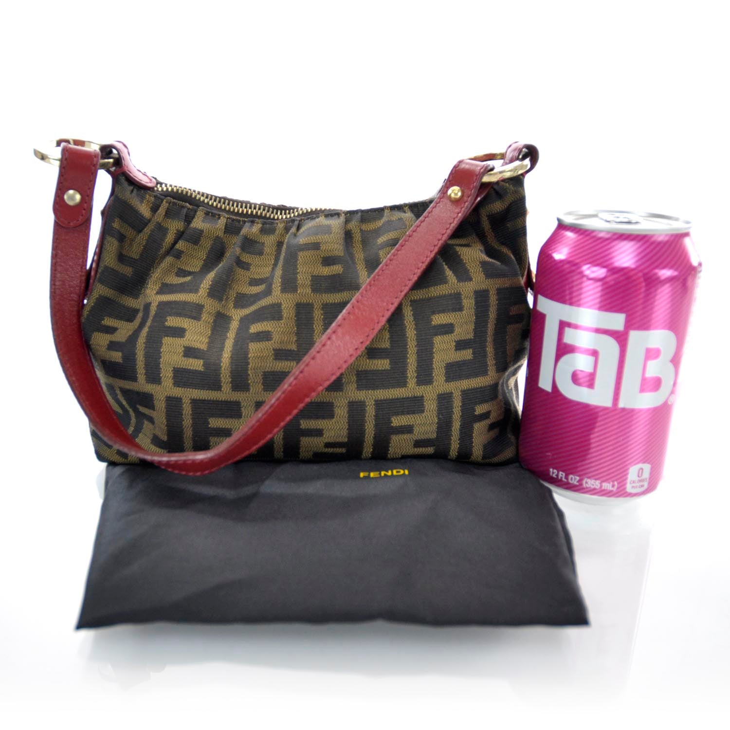 Fendi Zucca Cuoio Lucido Mini Chef Hobo Tobacco Rosso Scuro 3 of 7