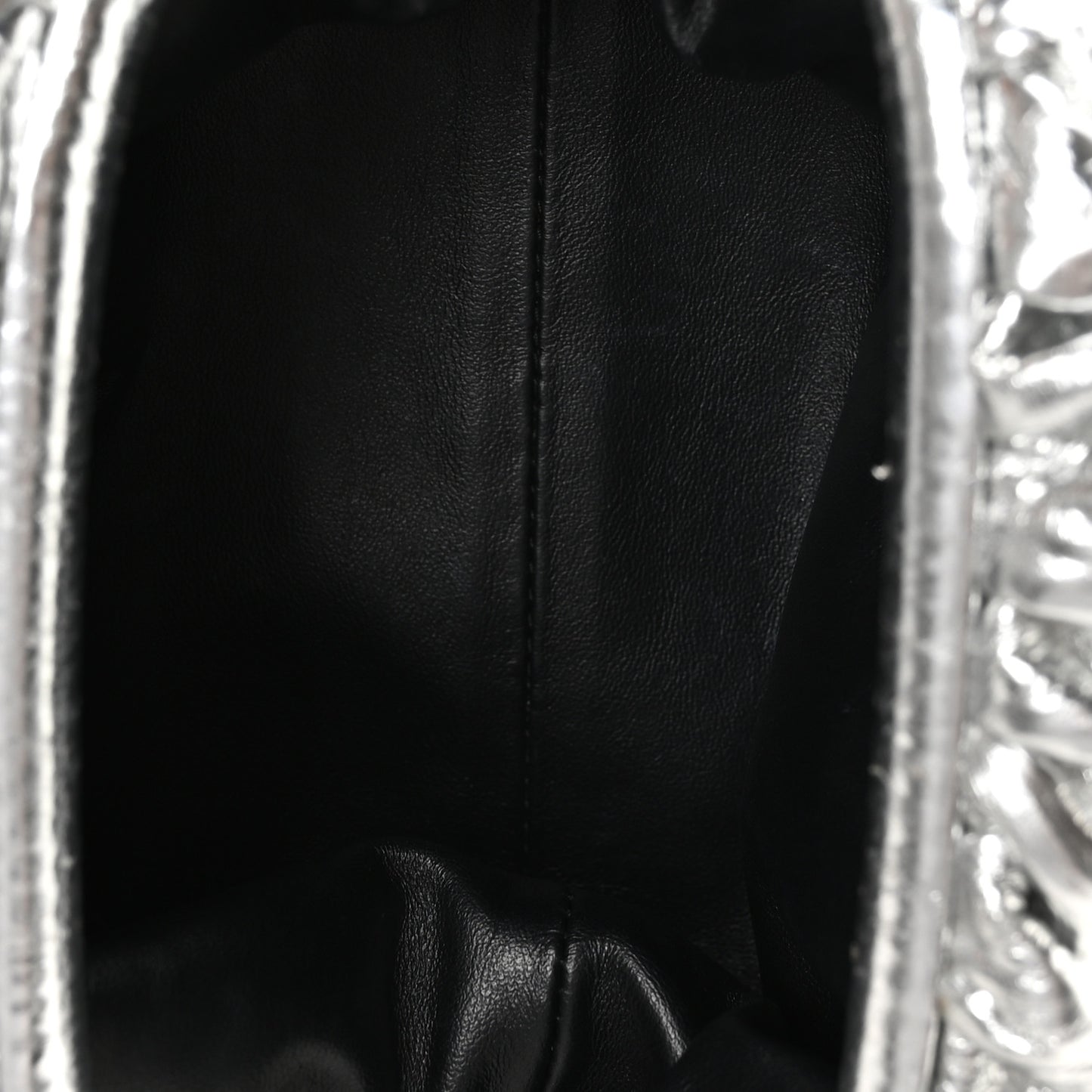 Metallic Bark Calfskin The Mini Pouch Silver