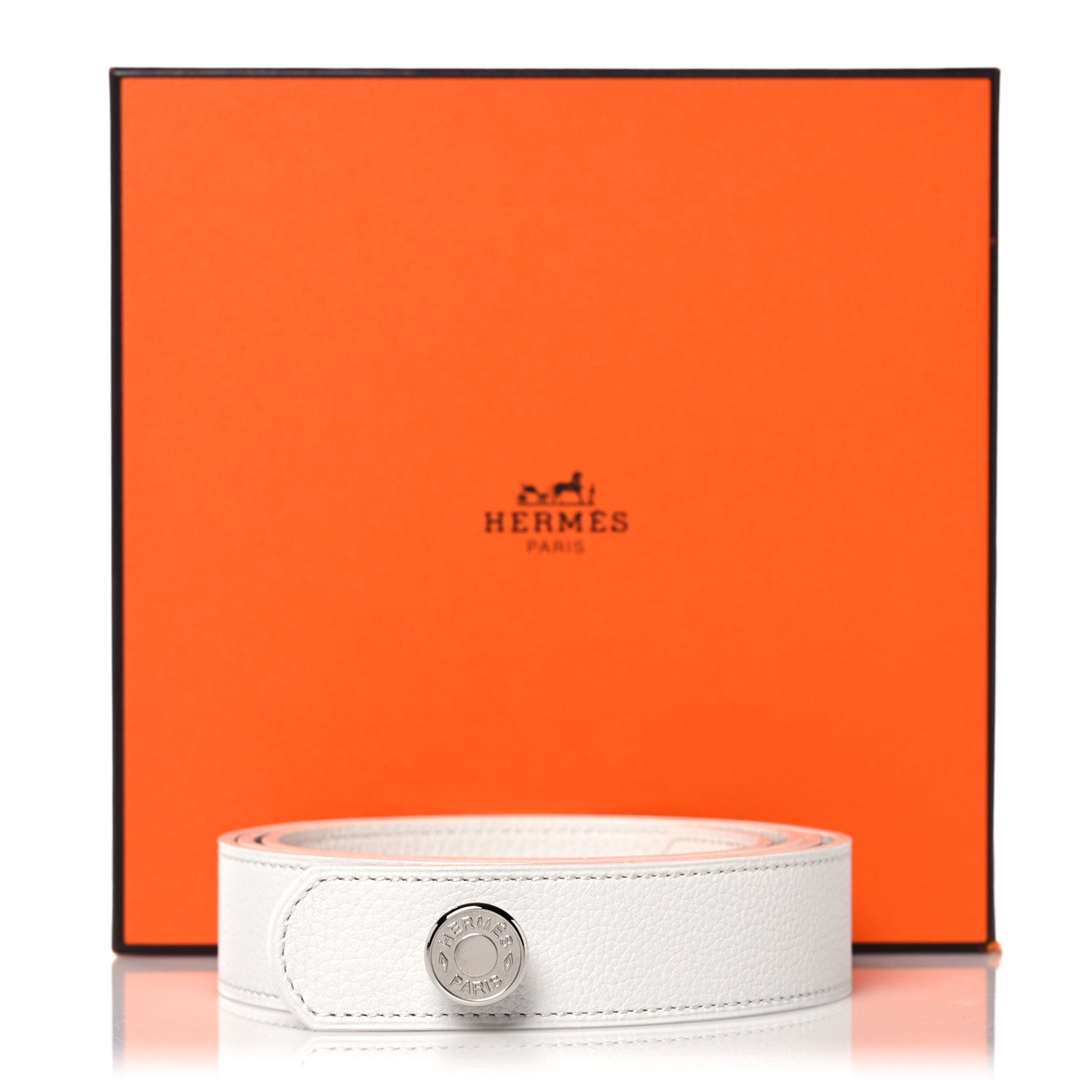 Hermes Togo Clou de Selle Belt 85 White 6 of 6