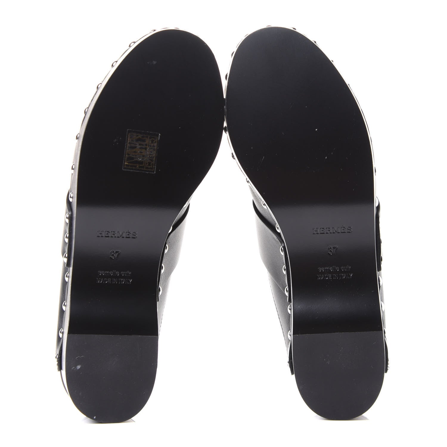 Hermes Calfskin Calya Mules 37 Black 5 of 9