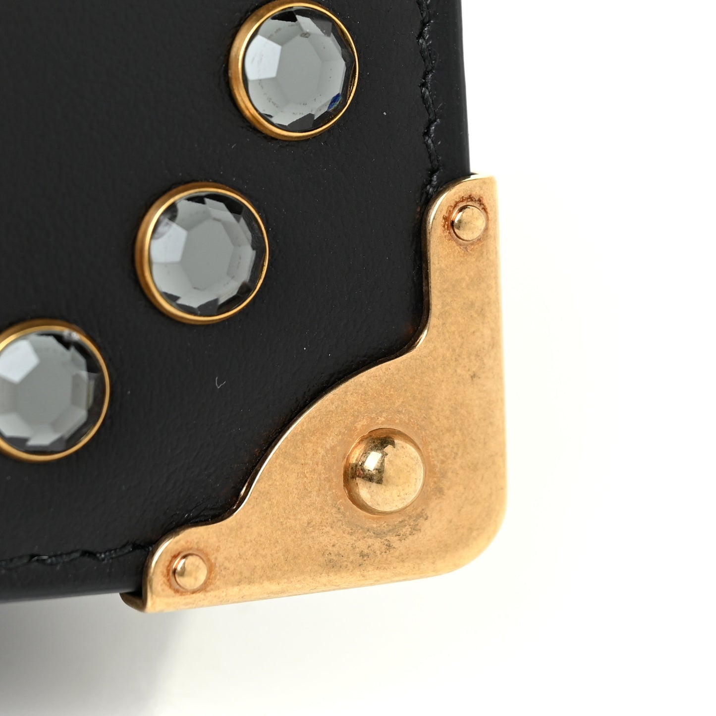 City Calfskin Cahier Crystal Studded Mini Bag Fuxia Black