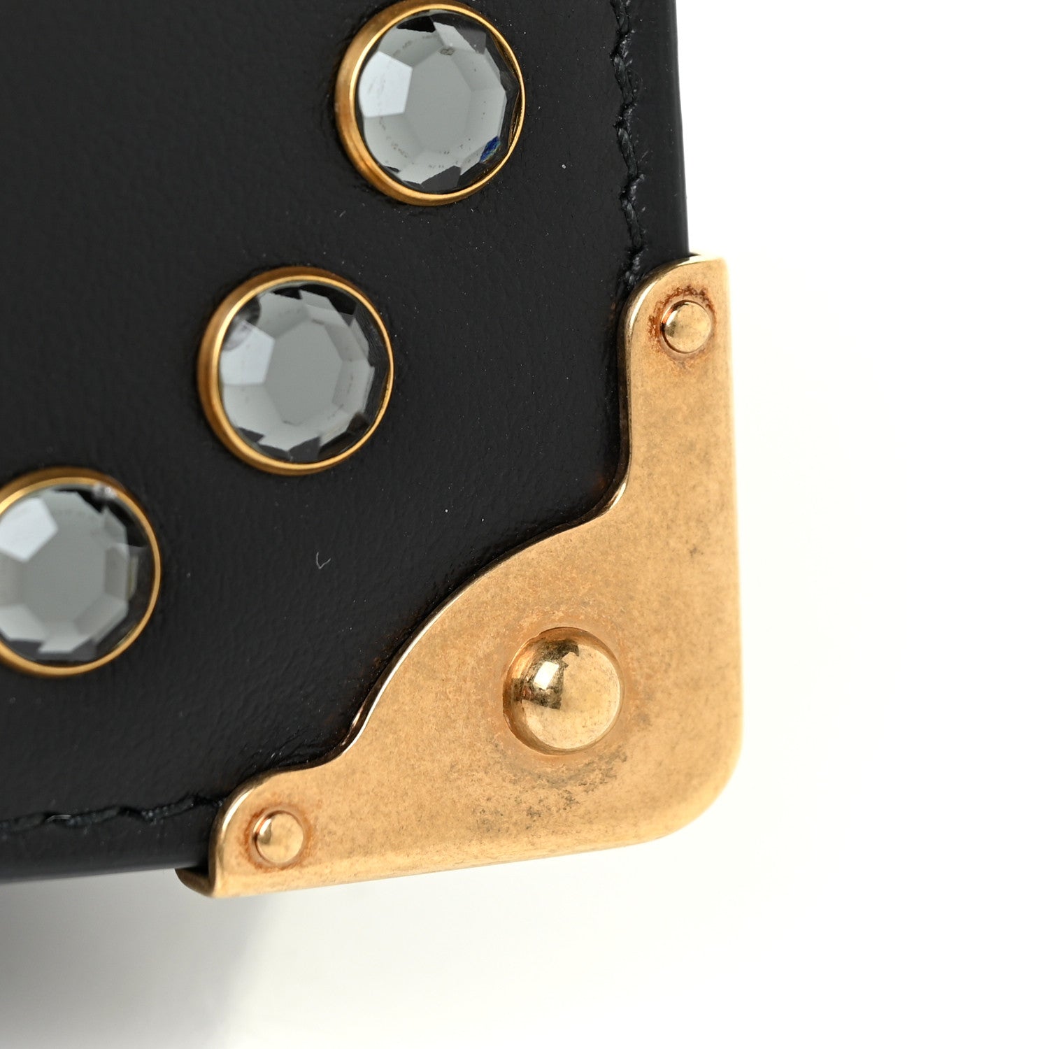 Prada City Calfskin Cahier Crystal Studded Mini Bag Fuxia Black 10 of 13