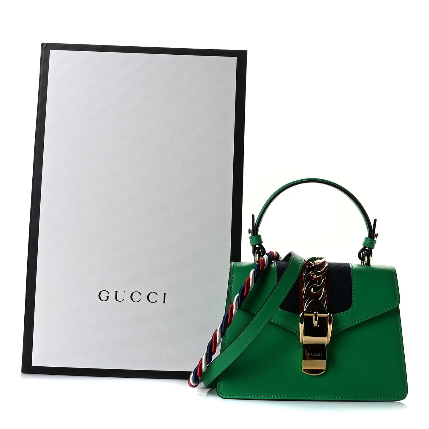 Vitello Fontanella Web Mini Sylvie Top Handle Bag Synthetic Green Garden
