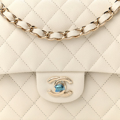 Chanel Caviar Quilted Medium Double Flap White 10 of 11