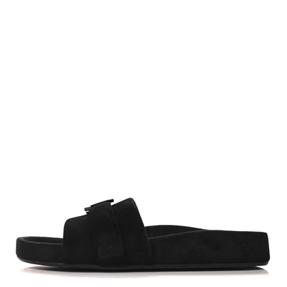 Christian Louboutin Suede Mens Varsimule Bizz Logo Slide Sandals 43 Black 1 of 7