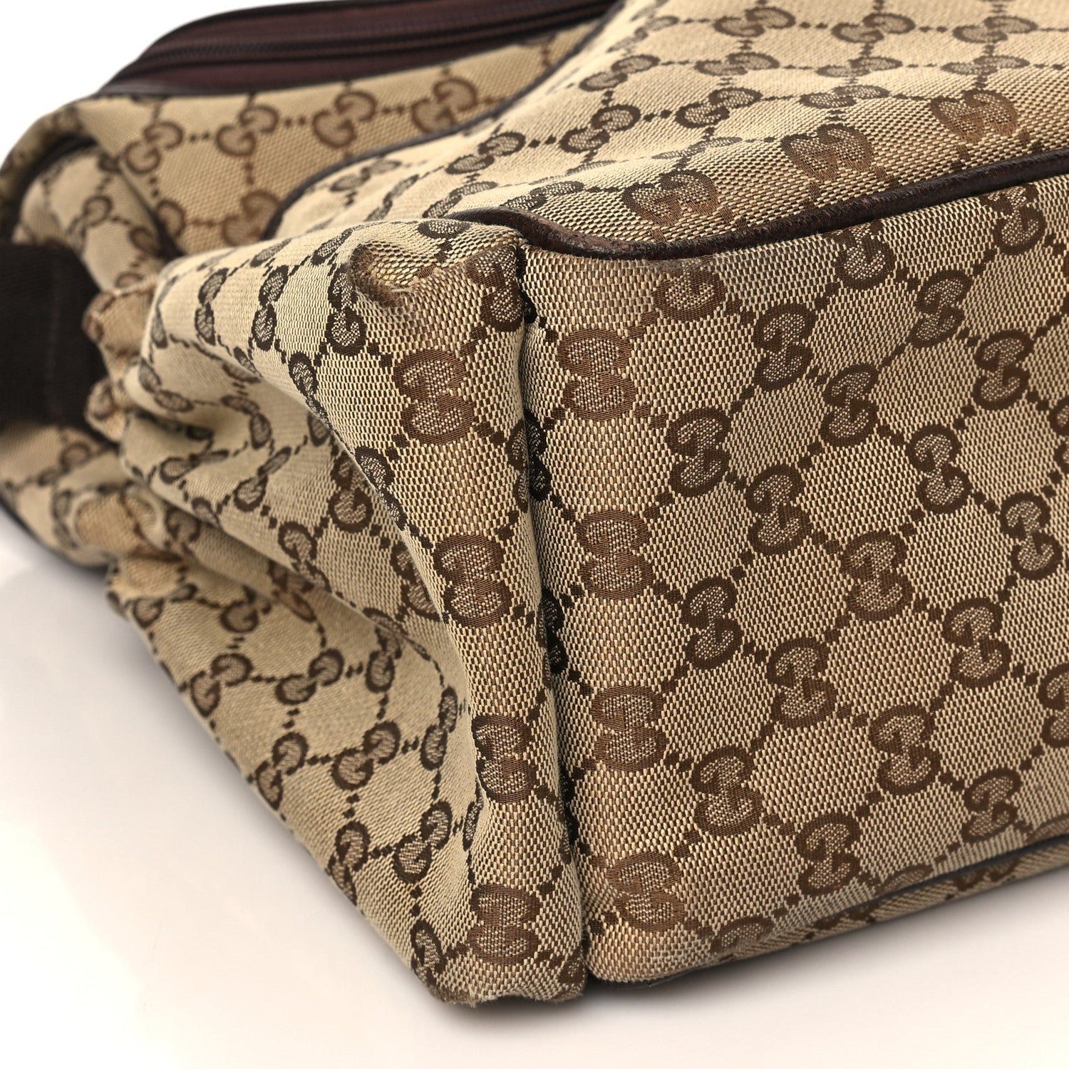 Gucci Monogram Natural Pigskin Large Diaper Bag Beige Ebony Cocoa Dark Chocolate 8 of 9