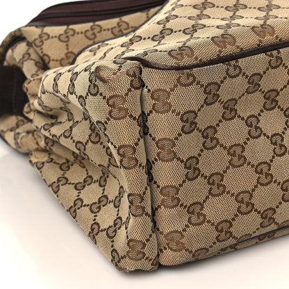 Gucci Monogram Natural Pigskin Large Diaper Bag Beige Ebony Cocoa Dark Chocolate 8 of 9