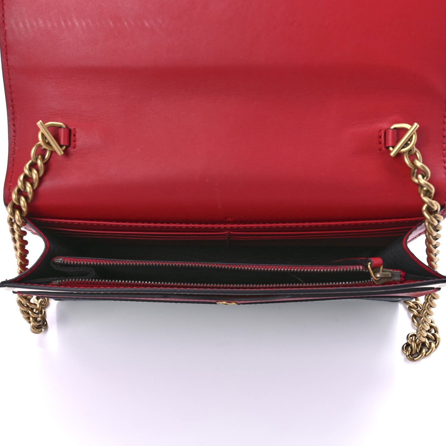 Gucci Calfskin Queen Margaret Chain Wallet Blue Agata Hibiscus Red Mystic White 5 of 11