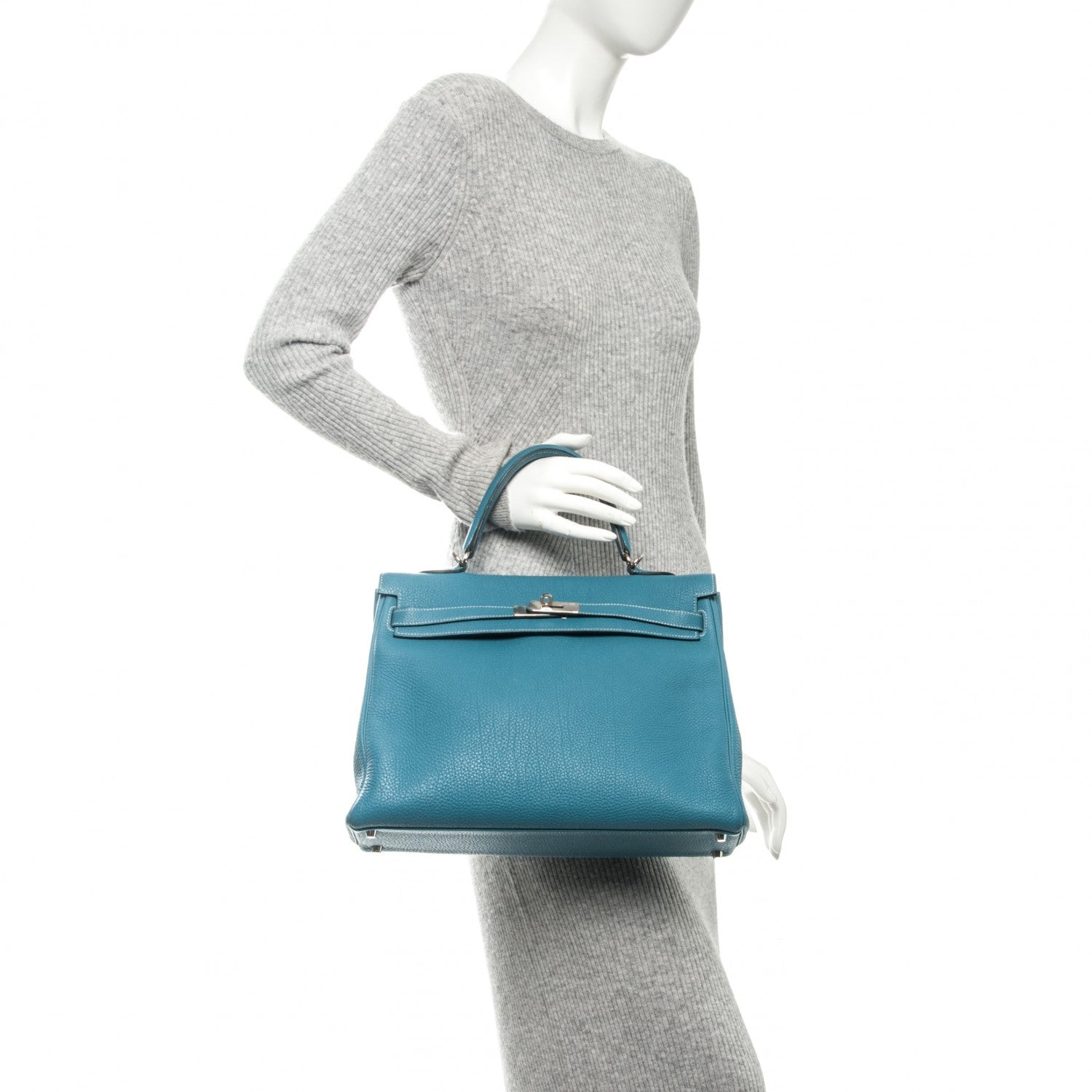 Hermes Togo Kelly Retourne 32 Blue Jean 3 of 30