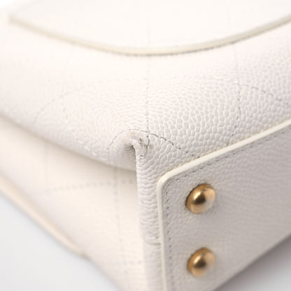 Chanel Caviar Diamond Stitched Small Top Handle Flap White 10 of 18
