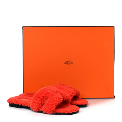 Hermes Woolskin Oran Sandals 37 Orange 8 of 8