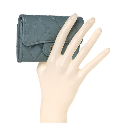 Chanel Caviar Quilted Flap Card Holder Wallet Light Blue 2 of 12