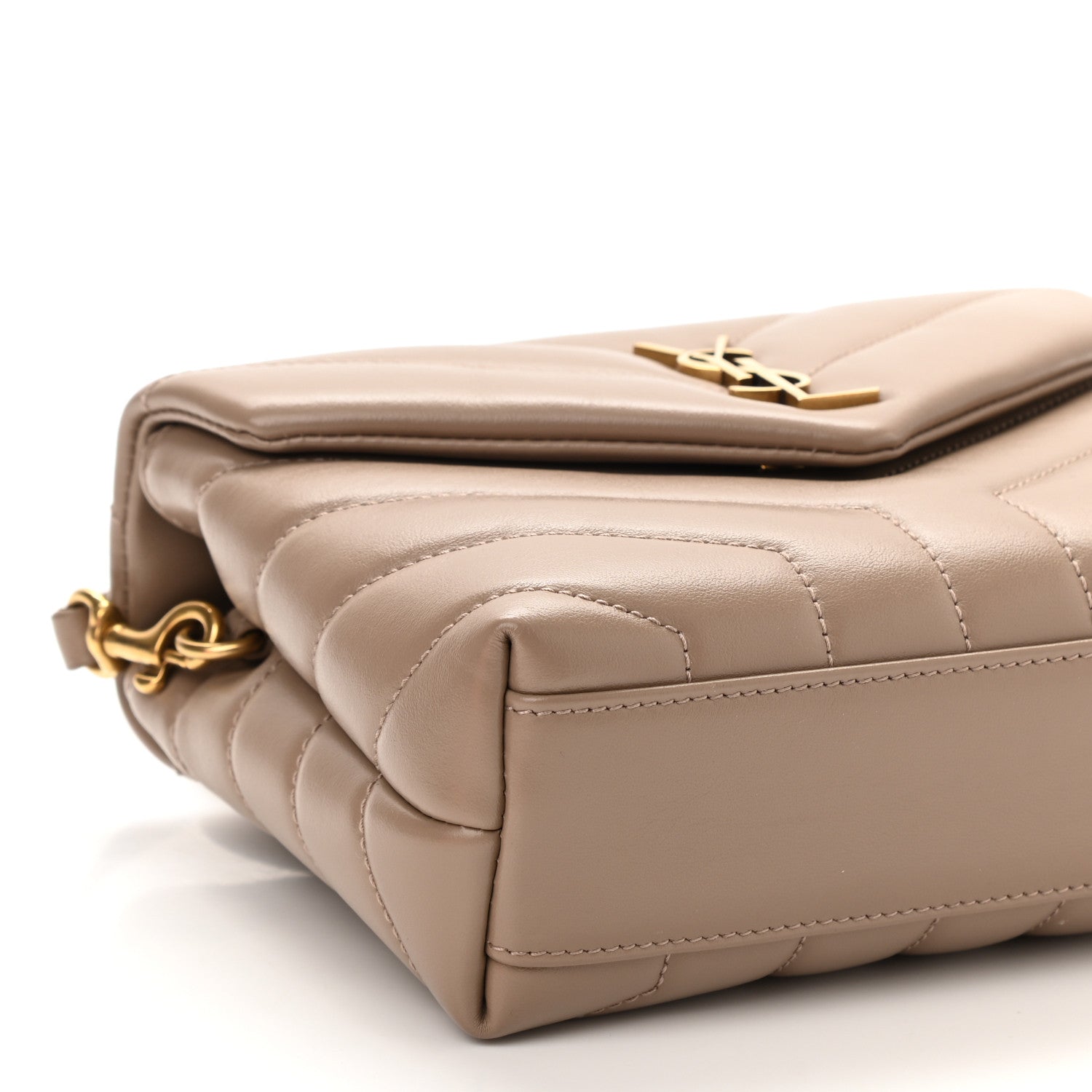 Saint Laurent Calfskin Y Quilted Monogram Toy Loulou Crossbody Bag Dark Beige 10 of 11
