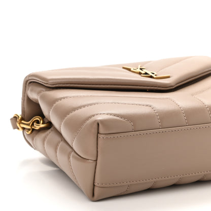 Saint Laurent Calfskin Y Quilted Monogram Toy Loulou Crossbody Bag Dark Beige 10 of 11