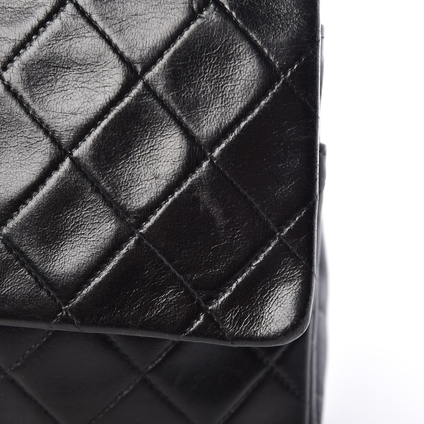 Lambskin Quilted Medium Double Flap Black
