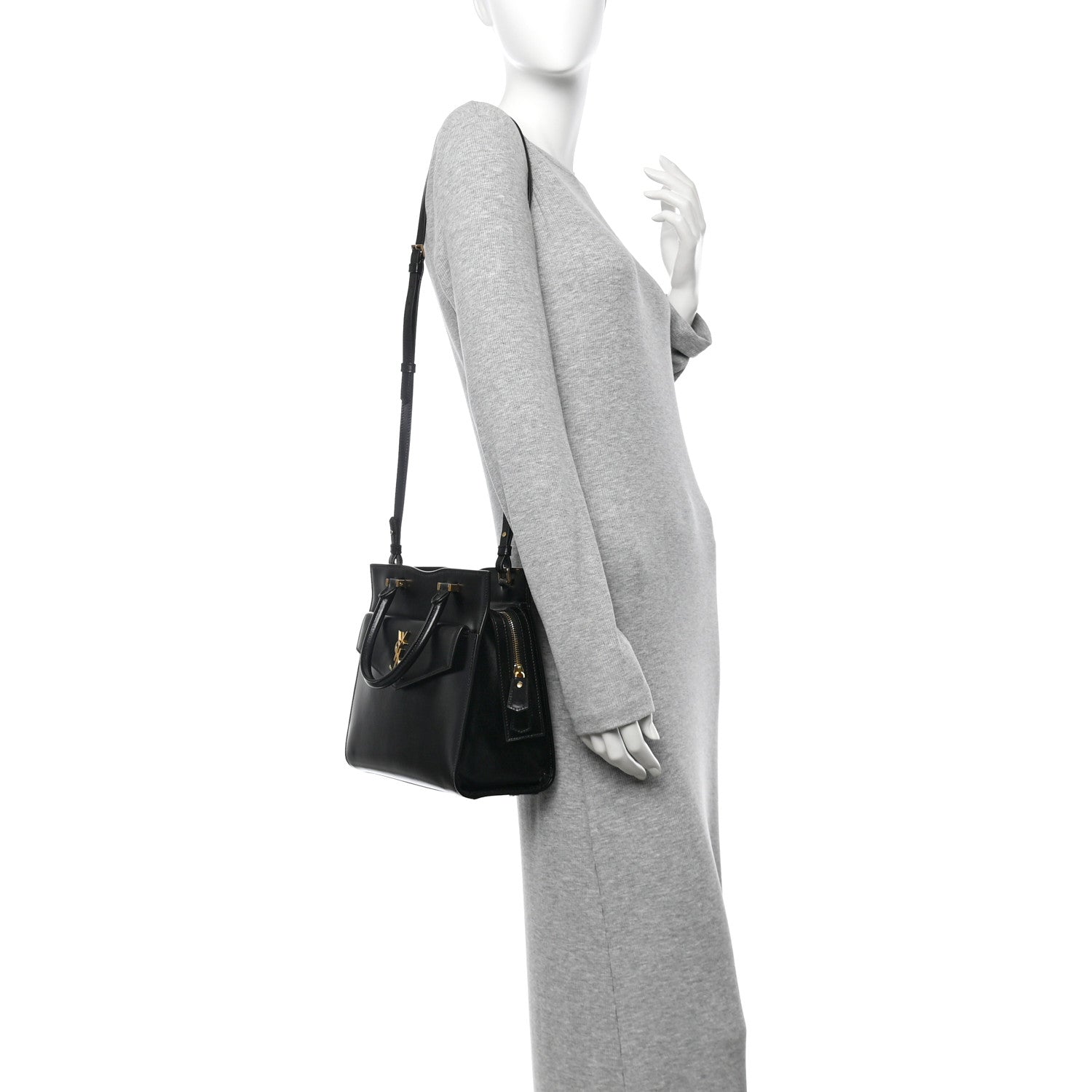 Saint Laurent Shiny Calfskin Small Uptown Tote Black 2 of 10