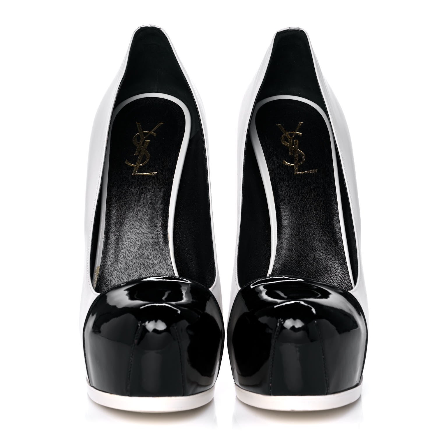 Saint Laurent Calfskin Vitello Vernice Tribtoo 105 Pumps 41 Porcellana Black 2 of 12