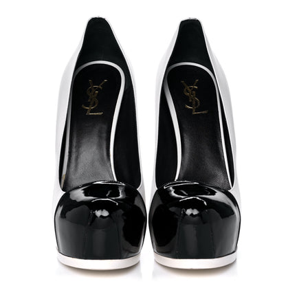 Saint Laurent Calfskin Vitello Vernice Tribtoo 105 Pumps 41 Porcellana Black 2 of 12