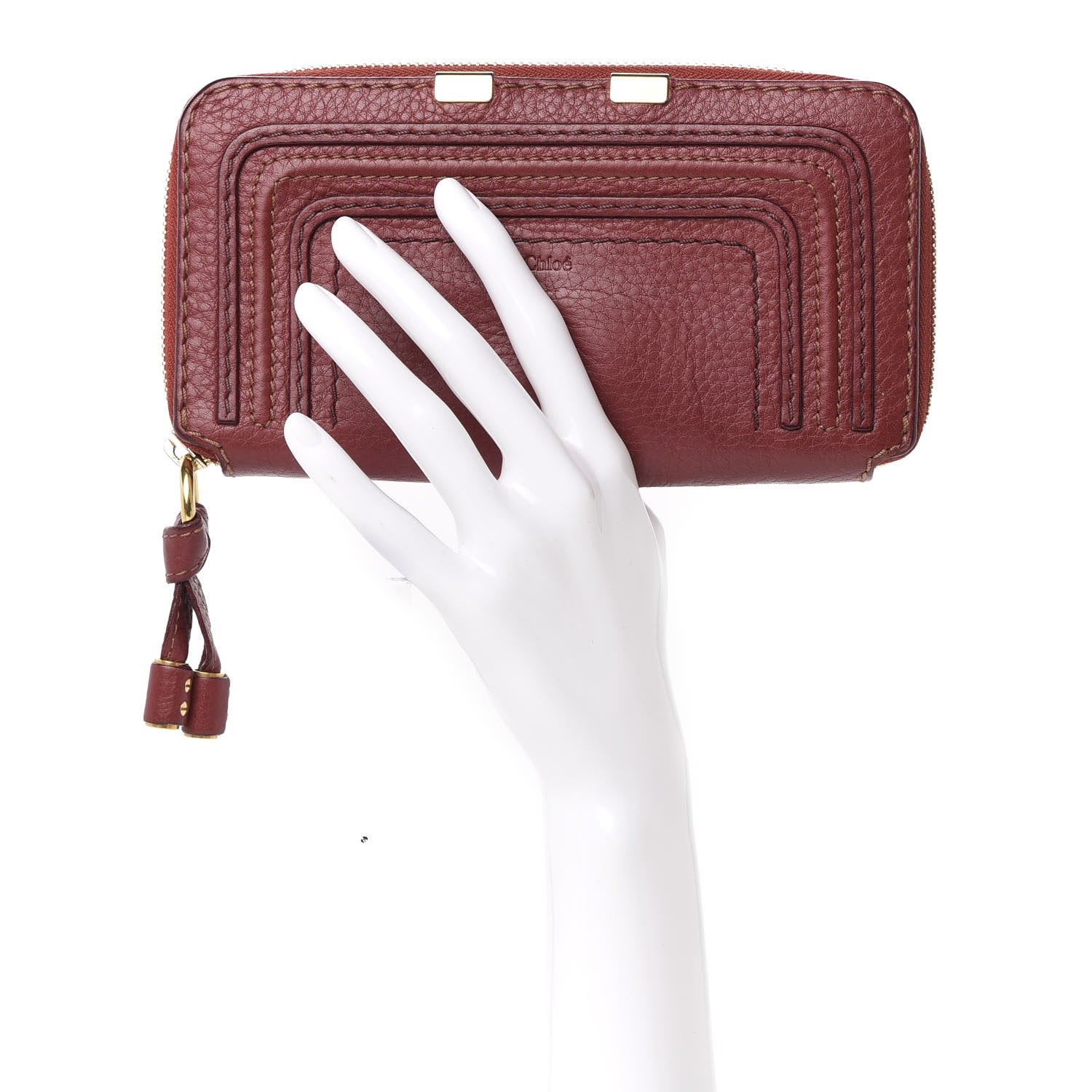 Chloe Grained Calfskin Marcie Long Zip Around Wallet Red 2 of 14
