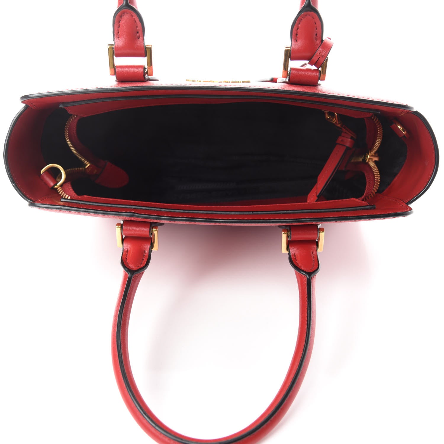 Prada Saffiano Soft Calfskin Small Zippered Tote Fuoco 5 of 10