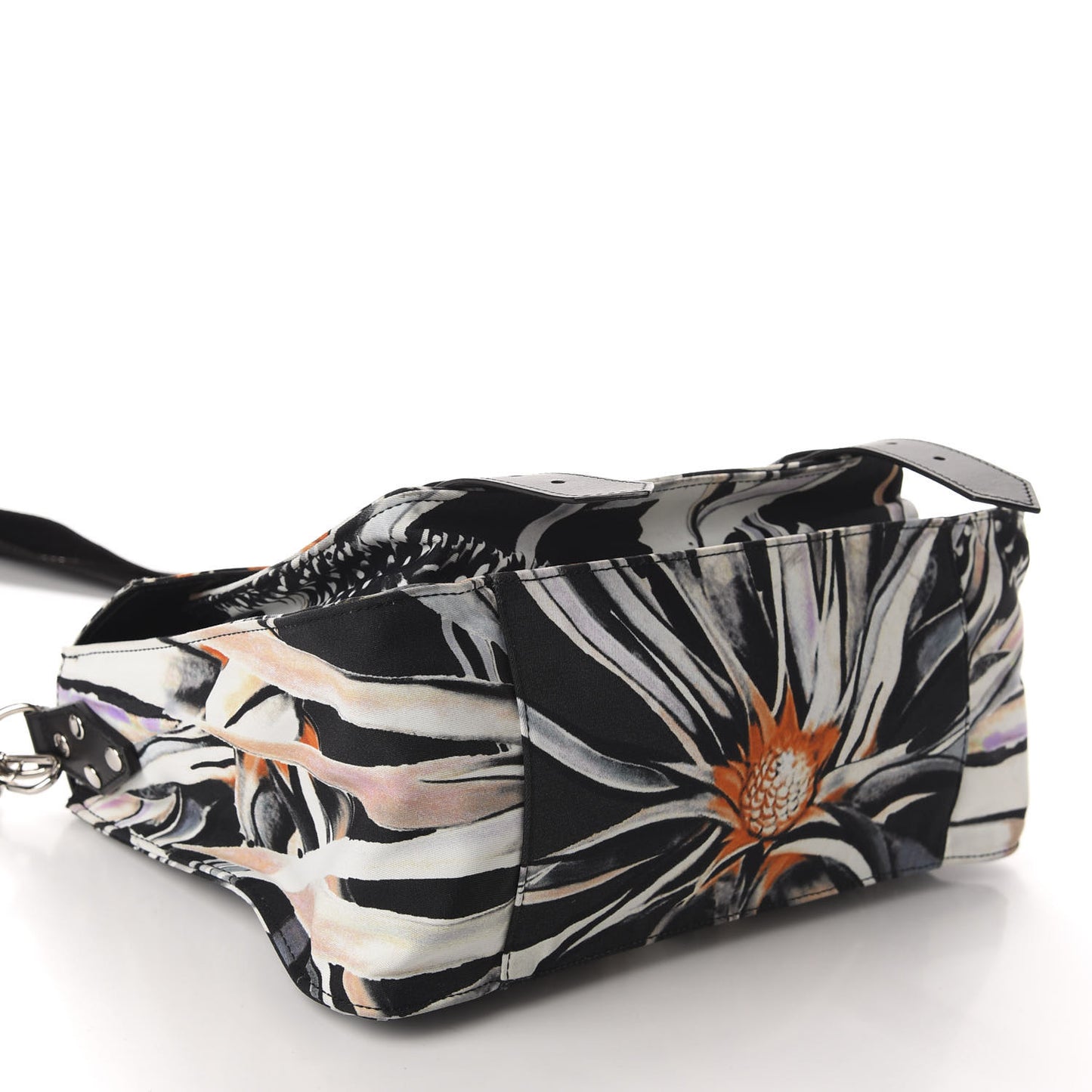 Nylon Floral Printed Medium PS1 Satchel Black White