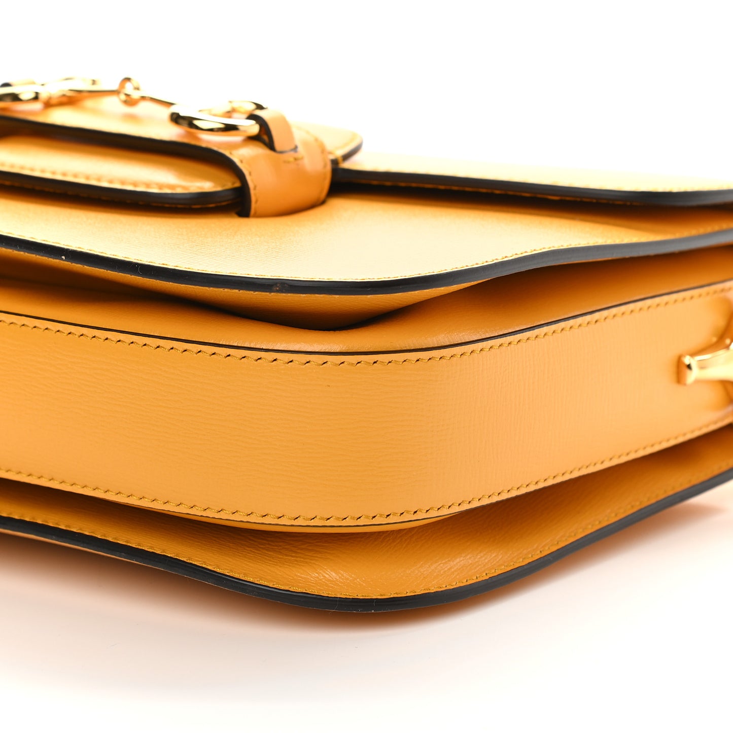 Textured Calfskin Horsebit 1955 Shoulder Bag Yellow