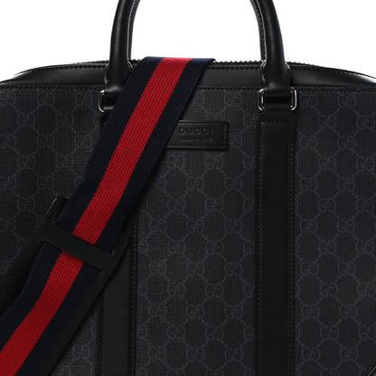 Gucci GG Supreme Monogram Appia Calfskin Web Briefcase Black 9 of 11