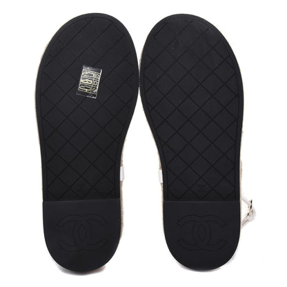 Chanel Lambskin Chain Espadrille Sandals 38 White 5 of 8