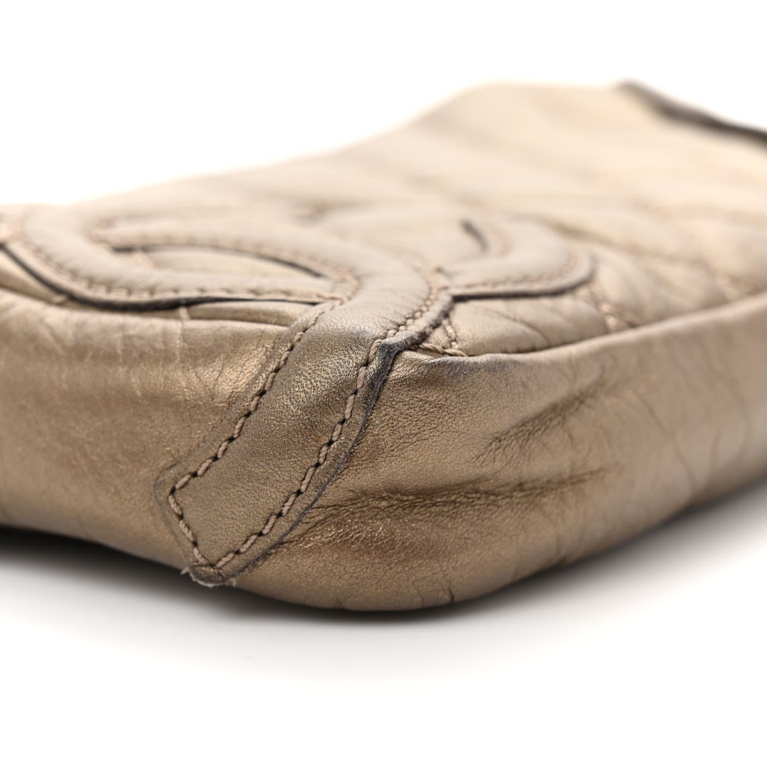 Chanel Metallic Aged Calfskin Quilted Cotton Club Pochette Bronze 9 of 15