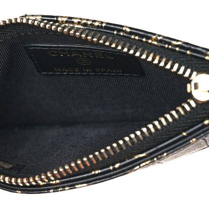 Chanel Calfskin Crocodile Embossed Graffiti Reissue Flap Zip Card Holder Black Gold 5 of 8