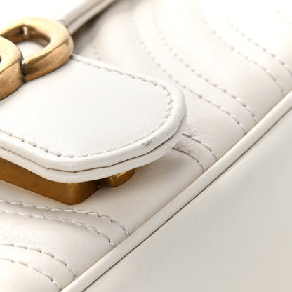 Gucci Calfskin Matelasse Mini GG Marmont Shoulder Bag White 7 of 10