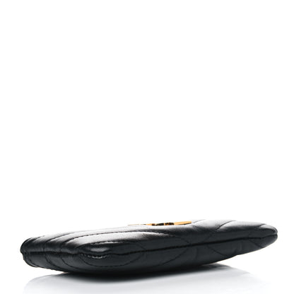 Saint Laurent Calfskin Matelasse Monogram Key Pouch Black 3 of 4