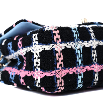 Chanel Tweed Quilted Mini Rectangular Flap Black Pink Blue Ecru 8 of 10