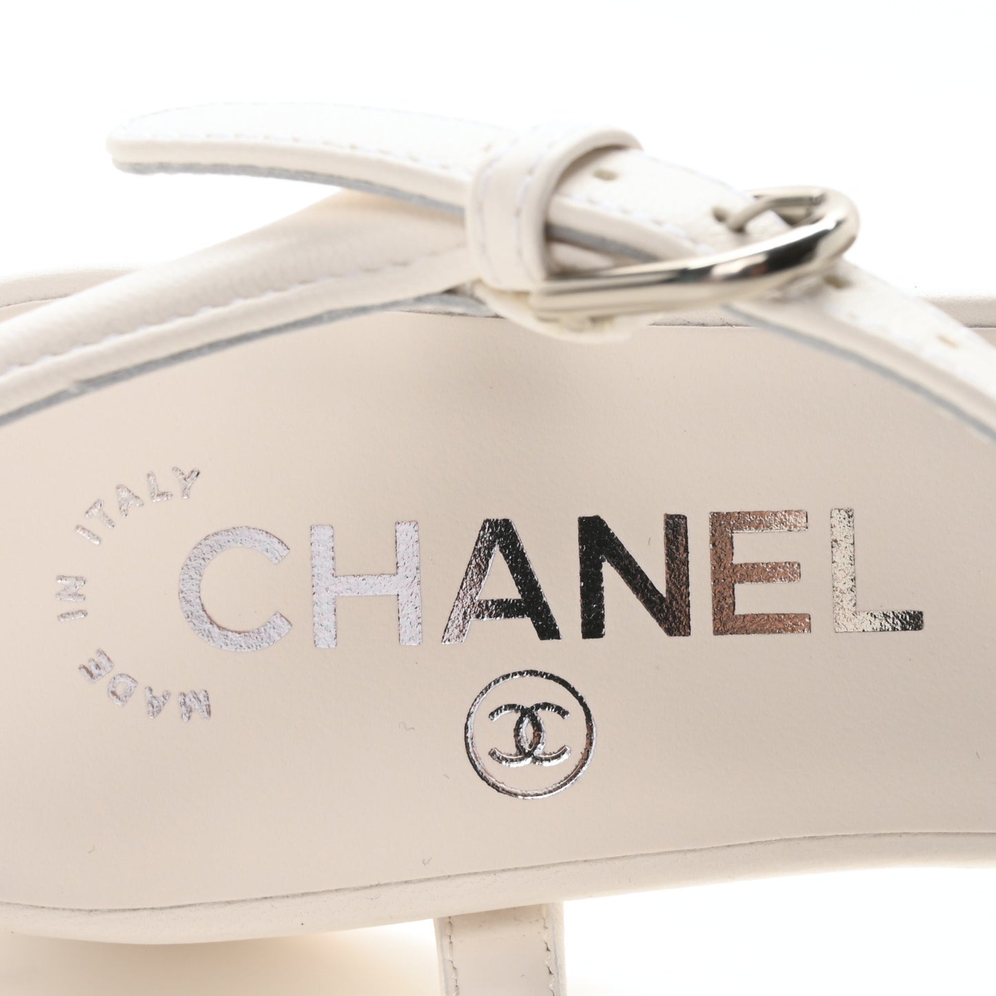 Lambskin Logo Ankle Strap Sandals 36 White