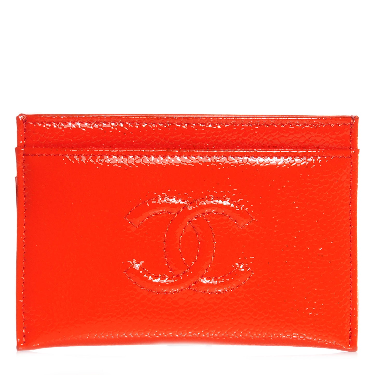 Patent Grained Calfskin CC Timeless Card Holder Orange