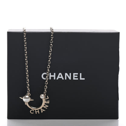 Chanel Pearl Logo Necklace Gold 5 of 5