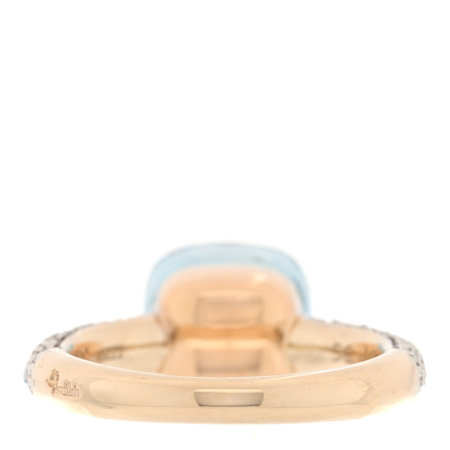 18K Rose White Gold Diamond Blue Topaz Agate Classic Nudo Ring 56 7.5