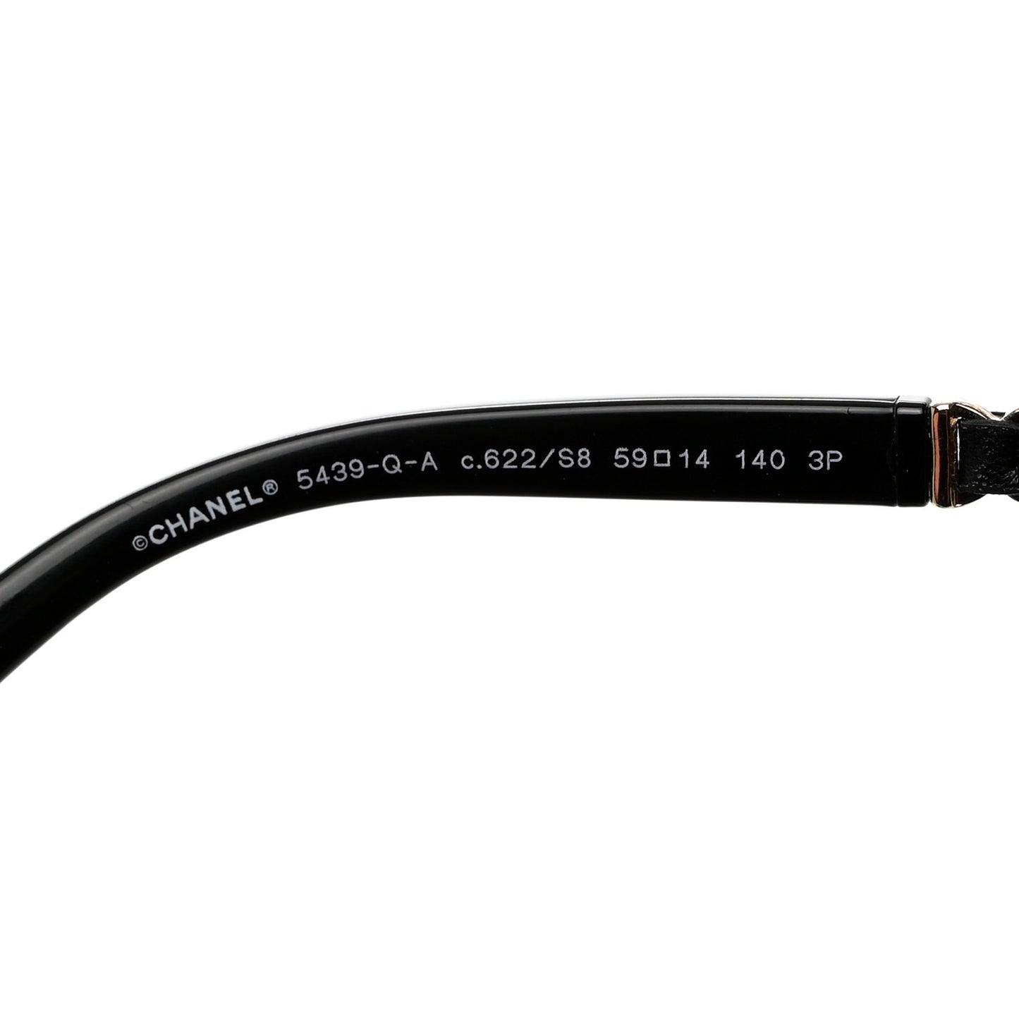 Metal Calfskin Polarized CC Chain Pilot Sunglasses 5439-Q-A Black