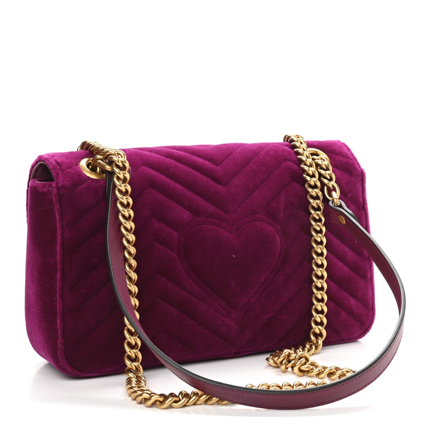 Velvet Matelasse Embroidered Small GG Marmont Shoulder Bag Fuchsia Violet Cyclamen
