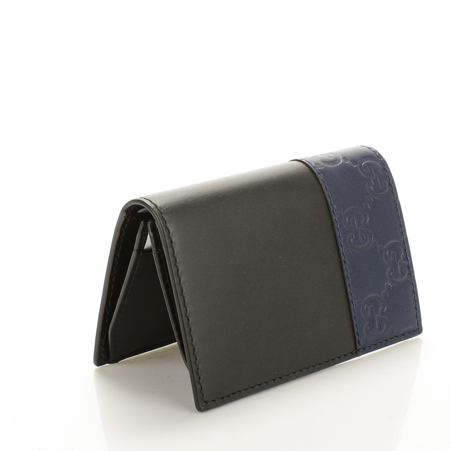 Gucci Guccissima Bi-Fold Card Case Black Blue 3 of 7