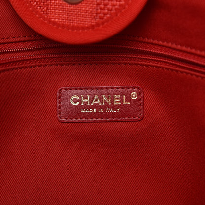 Chanel Mixed Fibers Striped Large Deauville Tote Red 6 of 11
