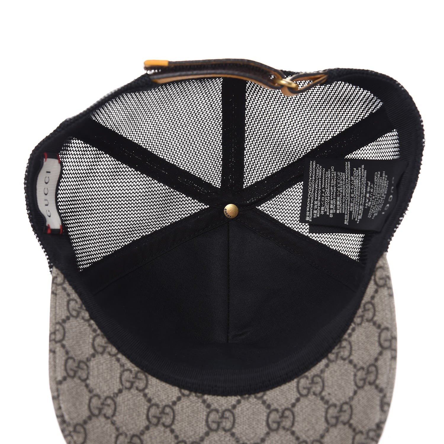 Gucci Soft GG Supreme Monogram Mesh Textured Dollar Calfskin Neo Vintage Rap Baseball Hat S Dark Brown Black 7 of 7