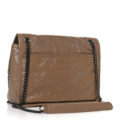 Saint Laurent Crinkled Calfskin Matelasse Monogram Baby Niki Chain Satchel Light Taupe 3 of 10