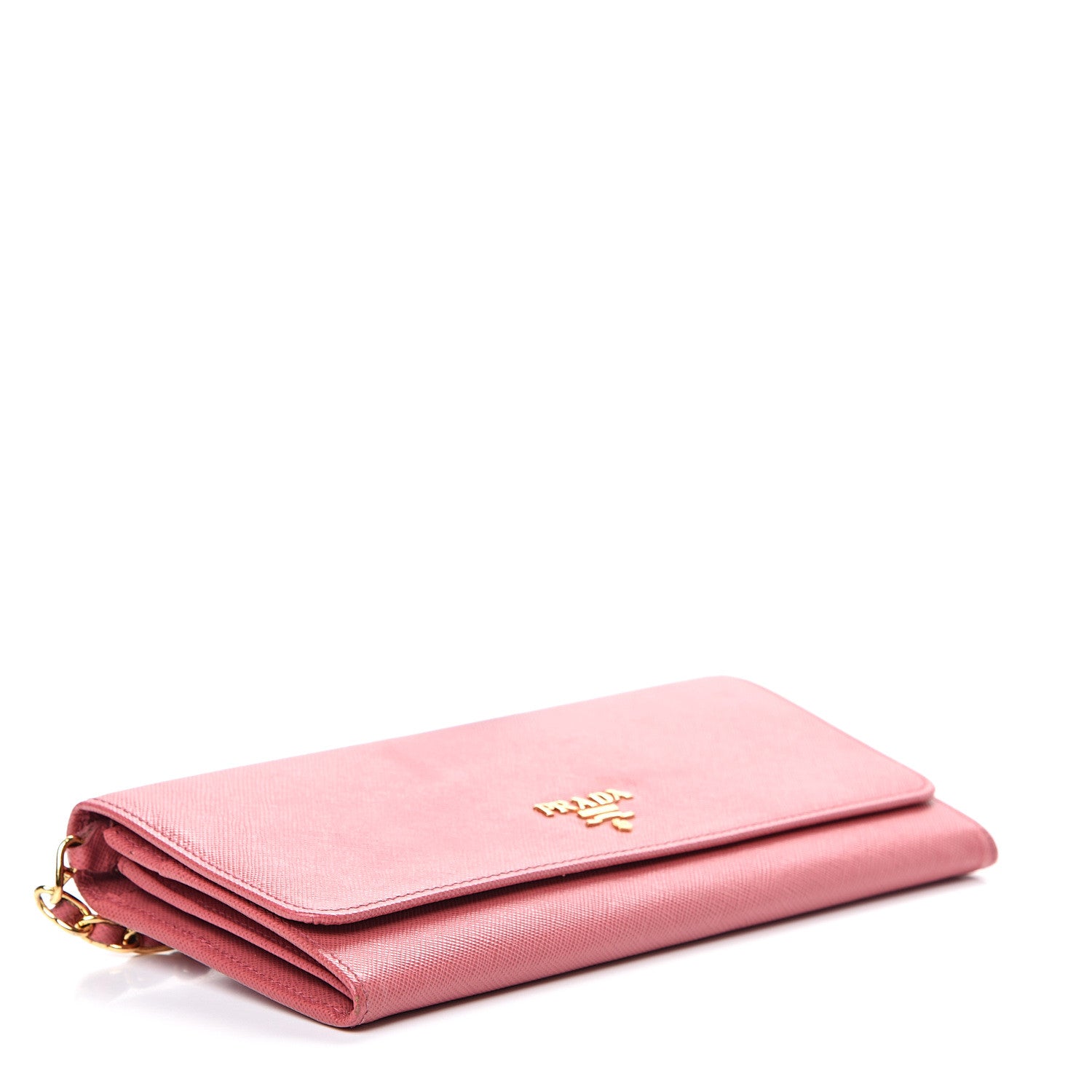 Prada Saffiano Metal Oro Chain Wallet Peonia 3 of 14